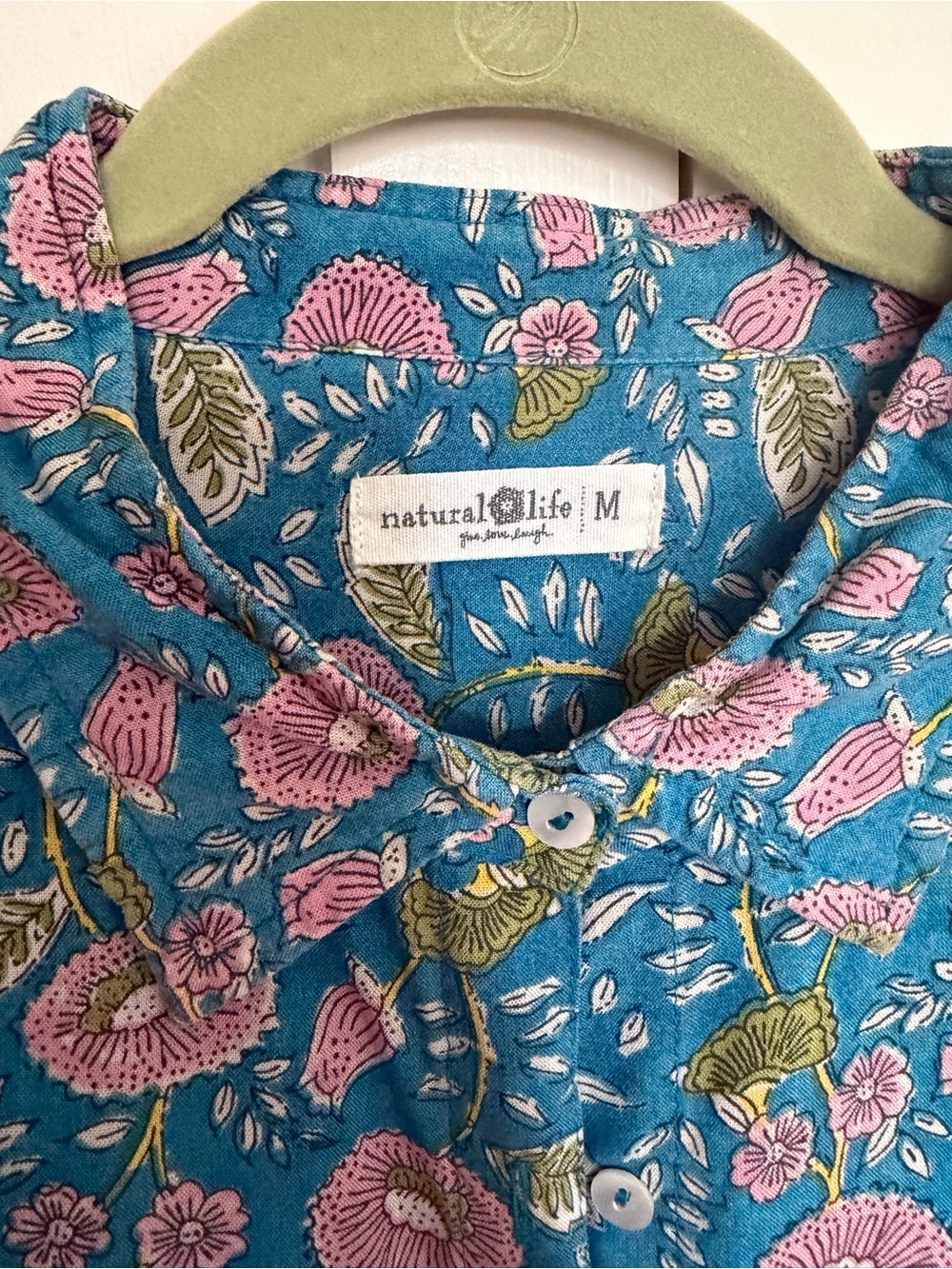 NATURAL LIFE Teal Floral Button-Up Shirtdress